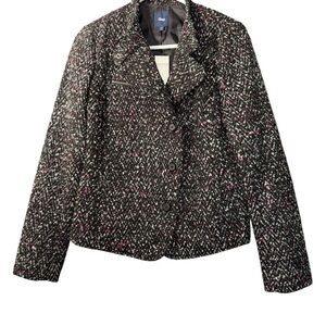 GAP Women's Elegant Black and Pink Tweed Blazer Jacket Small NWT